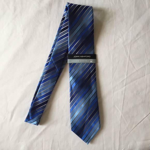 John Ashford Miami Navy Diagonal Striped Tie - Picture 2 of 3